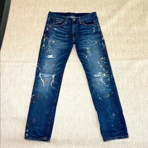 Polo Ralph Lauren Astor Slim Boyfriend Grunge Paint Jeans Women's Sz 25